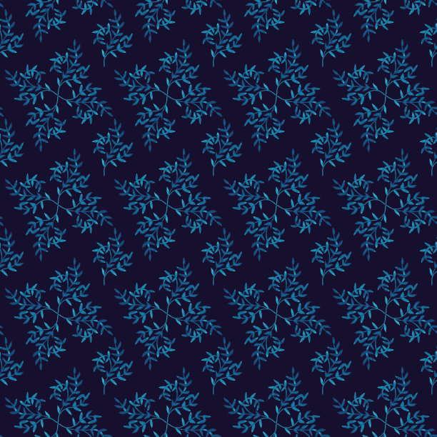 水彩装饰无缝图案与绿松石小枝图片下载