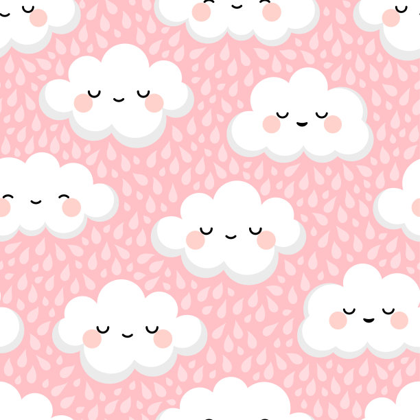 可爱的云笑脸无缝图案图片下载
