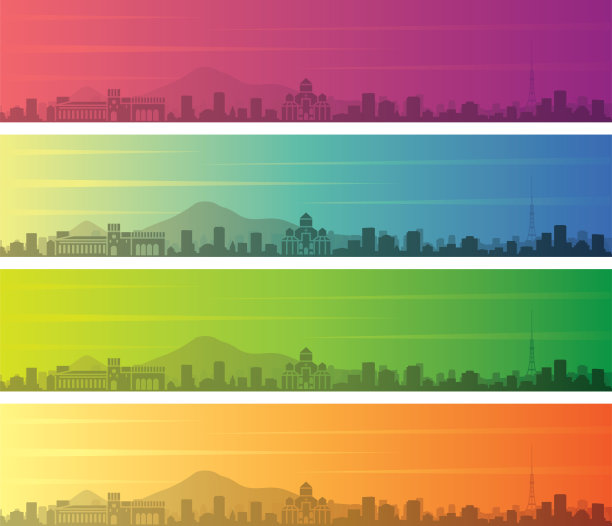 埃里温多色梯度天际线横幅图片下载