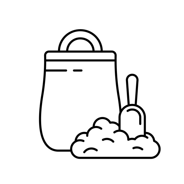 袋子有把手，勺子和小山图片下载