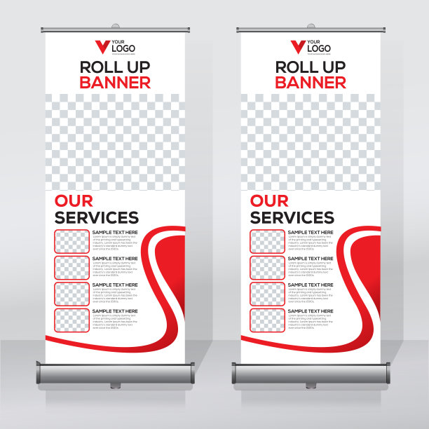 卷起横幅设计模板，抽象背景，拉起设计，x-横幅，矩形大小。图片下载