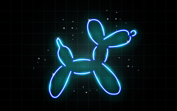 霓虹发光的线条，狗的概念，狗的背景设计图片下载