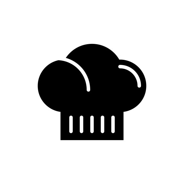 厨师帽矢量图标字形风格的插图。图片下载