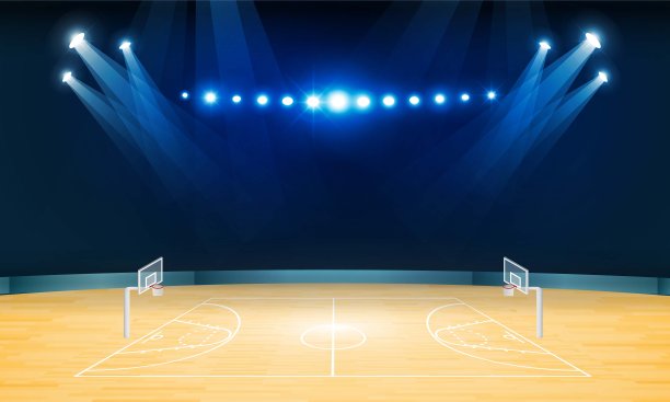 拳击擂台和聚光灯照明灯矢量设计。向量照明图片下载