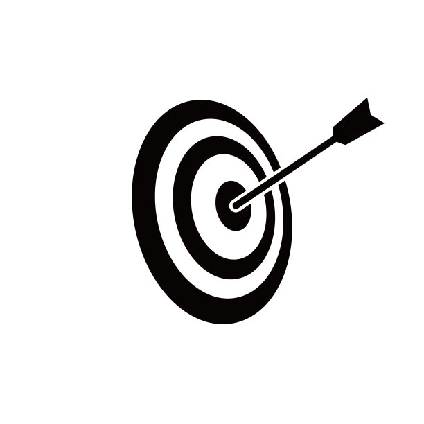 飞镖向量。目标图标与直接击中的箭。图片下载