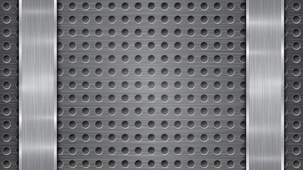 金属背景与孔和两个抛光板图片下载