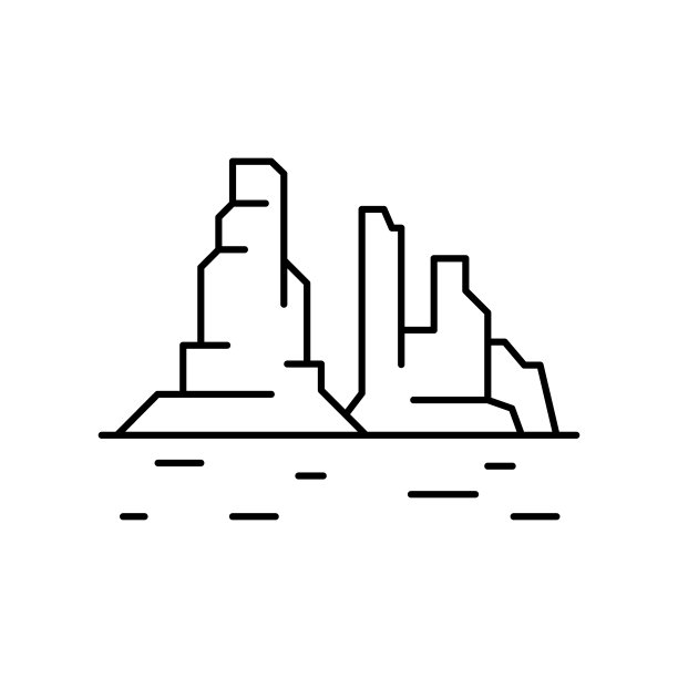 峡谷、高山图标。简单的线条，轮廓矢量元素的景观图标用户界面和用户体验，网站或移动应用程序图片下载