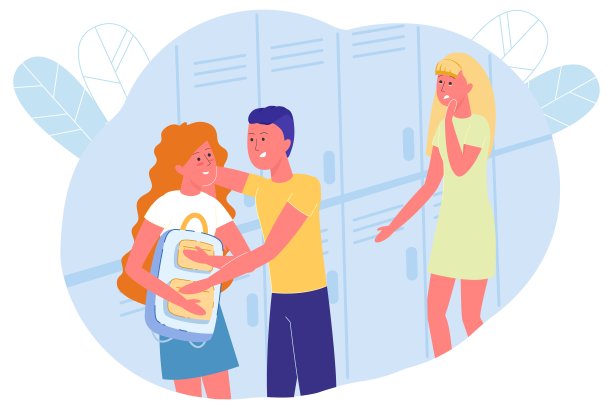 男人和女孩调情，欺骗他的女朋友。图片下载