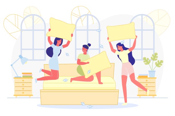 广告传单，女朋友在枕头上打架。图片下载