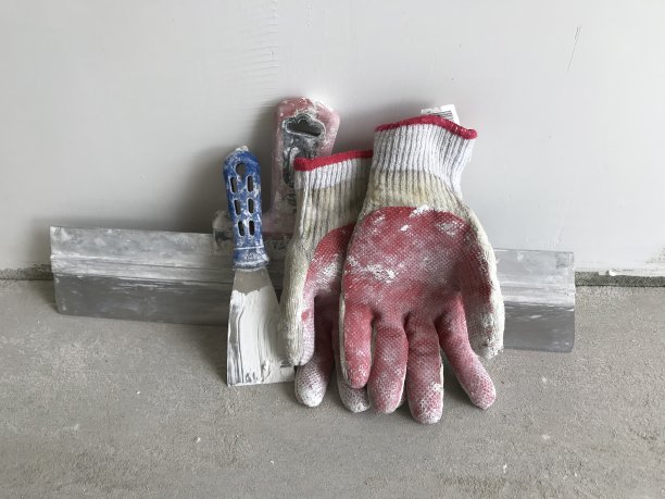 油漆工，专业人员，建筑工，油漆工工具，抹刀，工作手套图片下载