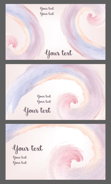 三张用粉色和暖色水彩做成的名片图片下载