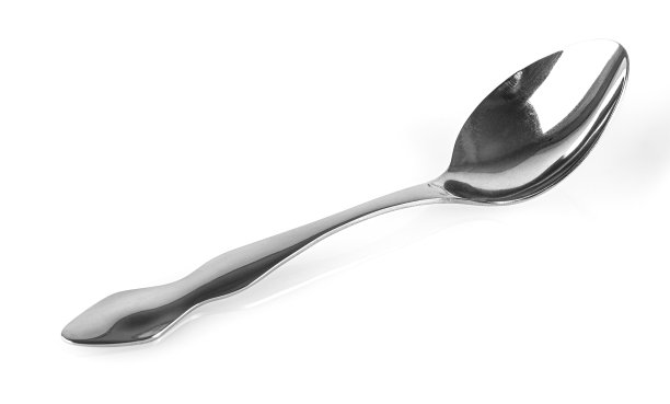 白色背景上的金属汤匙图片下载