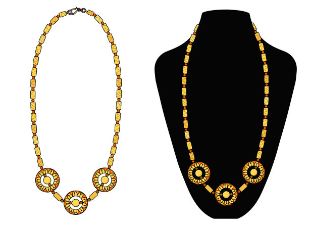 黄色珠子做成的项链。图片下载