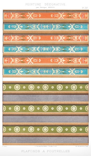 横梁天花板，由装饰绘画1895年图片下载