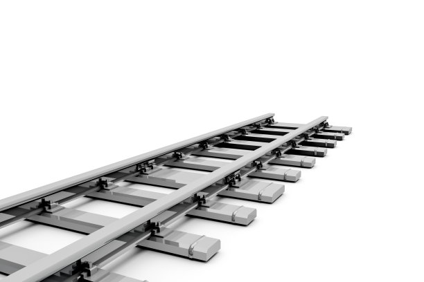 铁路轨道的3D渲染在白色图片下载