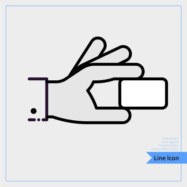 手持卡片图标-专业，像素对齐，像素完美，可编辑的描边，易于扩展。图片下载