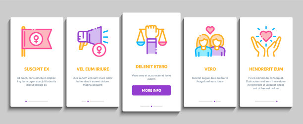 女权主义女性权力的加入元素图标设置向量图片下载