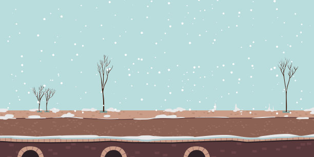 冬季河边散步或桥与雪图片下载