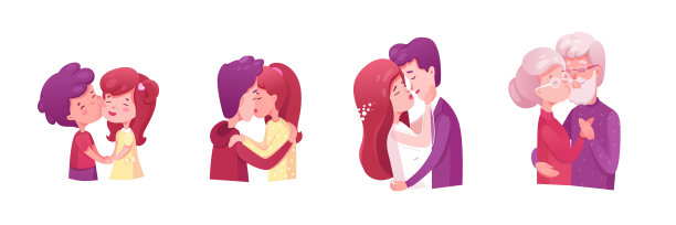 人们在白色背景上接吻图片下载