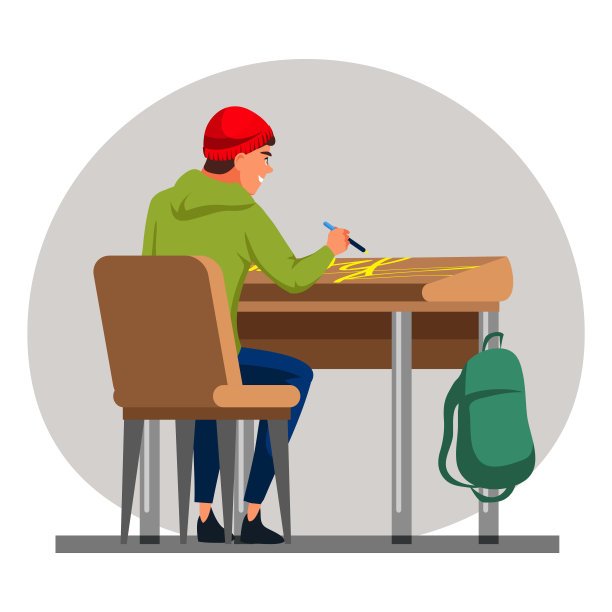 学生在课桌上画画破坏家具图片下载