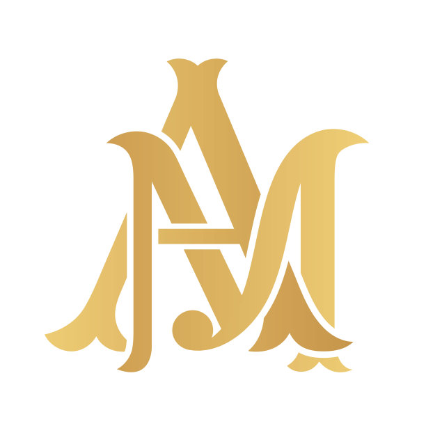 金色的AM字母孤立在白色。图片下载