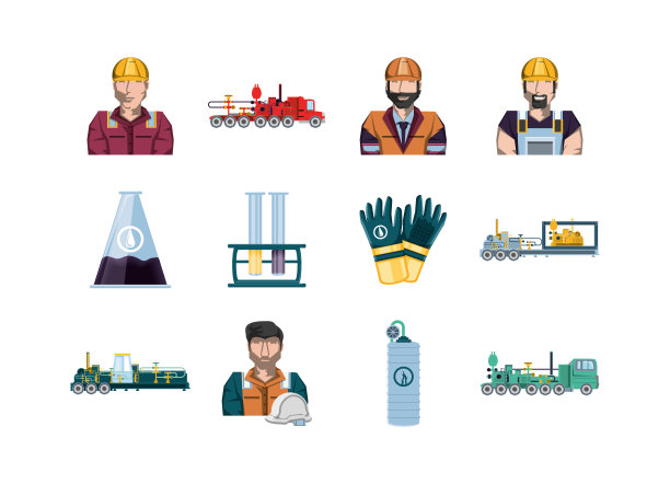 孤立的工厂图标集矢量设计图片下载