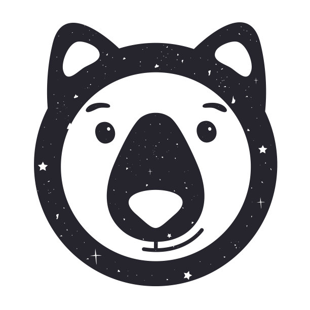 矢量插图与黑熊头和星星图片下载