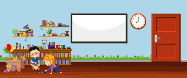 背景场景与白板和玩具图片下载