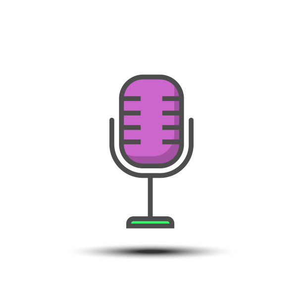 麦克风填充线图标上的白色背景图片下载