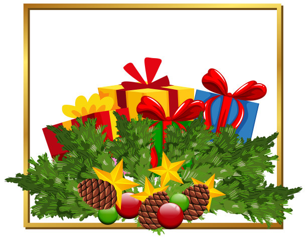 圣诞主题与许多礼物在框架图片下载