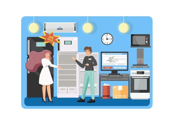 电子商店，矢量平面风格设计插图图片下载