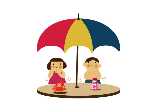 男孩和女孩，涂防晒霜。图片下载