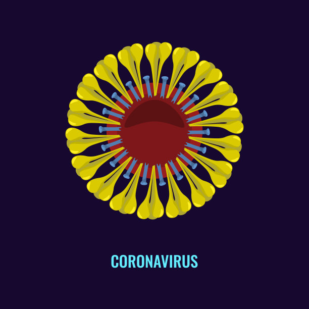 冠状病毒图标符号。平面和纯色矢量插图。图片下载