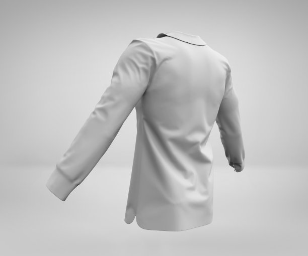 白色衬衫模型，空白长袖服装3d渲染孤立在浅灰色背景图片下载