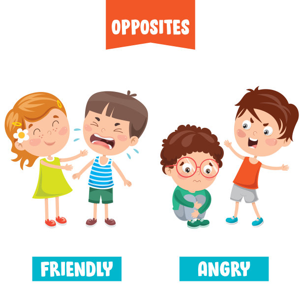 与卡通图画相反的形容词图片下载