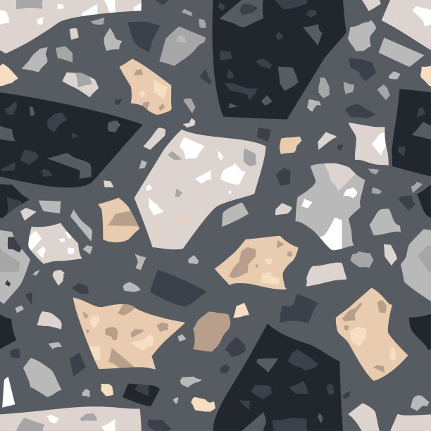 水磨石无缝纹理。黑色瓷砖地板材料。格拉纳托镶嵌用回收的玻璃，大理石，石头的碎片。厨房和浴缸地面以下。向量图片下载