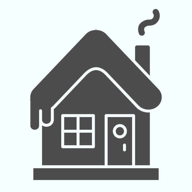 雪屋固体图标。冬天的房子屋顶上有雪。圣诞矢量设计概念，象形文字风格的象形图在白色的背景，用于web和应用程序。Eps 10。图片下载