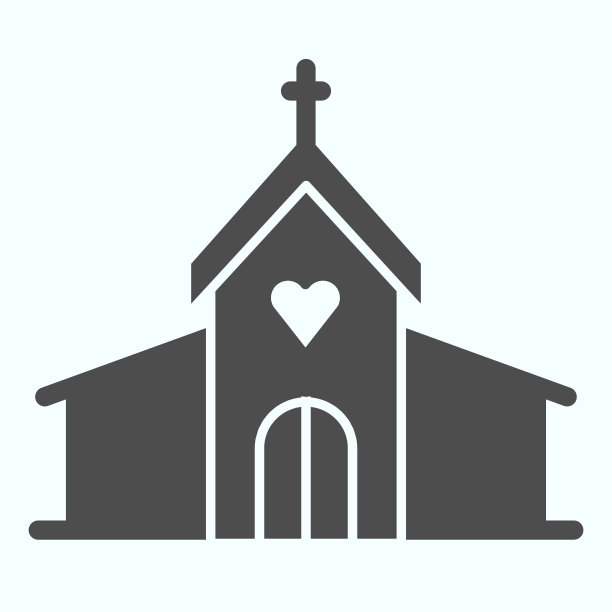 教堂坚实的图标。有窗户和十字架的基督教祈祷建筑。圣诞矢量设计概念，象形文字风格的象形图在白色的背景，用于web和应用程序。Eps 10。图片下载