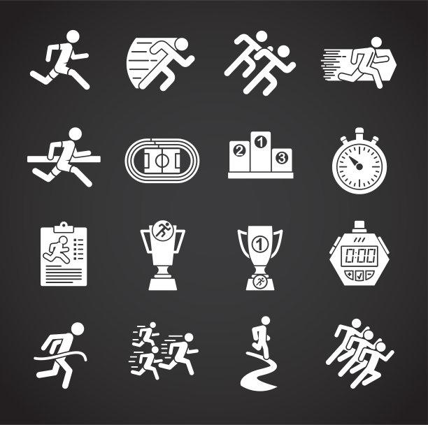 运行相关图标设置在图形和网页设计的背景。创意插图概念符号的web或移动应用程序。图片下载