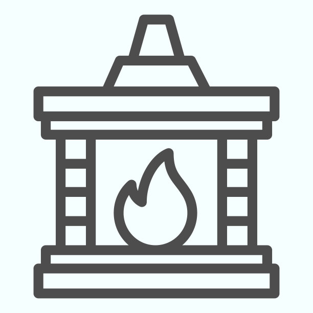 壁炉行图标。家居采暖点，冬季用火装饰。圣诞矢量设计概念，轮廓风格的象形图上的白色背景，用于web和应用程序。图片下载