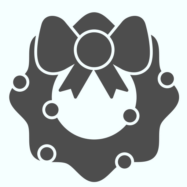 树枝与弓固体图标。主门杉树花环装饰。圣诞矢量设计概念，象形文字风格的象形图在白色的背景，用于web和应用程序。Eps 10。图片下载