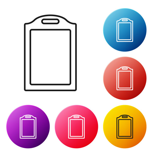 切割板图标孤立在白色背景上。切菜板的象征。设置彩色圆形按钮图标。矢量图图片下载