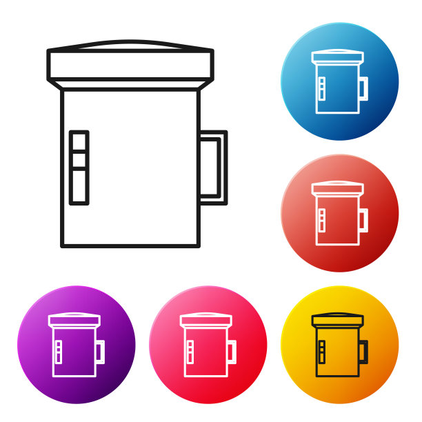 黑色线潜水员图标大手电筒孤立在白色背景。在水下潜水设备。设置彩色圆形按钮图标。矢量图图片下载