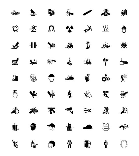 警告标志，工业危害图标标签标志孤立在白色背景，矢量插图图片下载