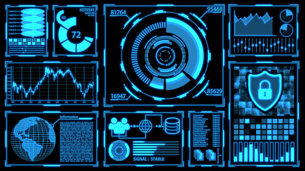 数据传输，传输和数字转换屏幕与细节在蓝色主题图片下载
