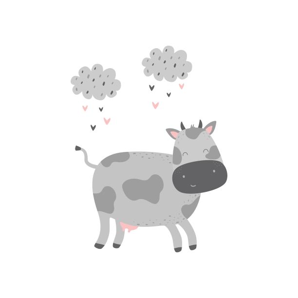 可爱的卡通人物奶牛。图片下载