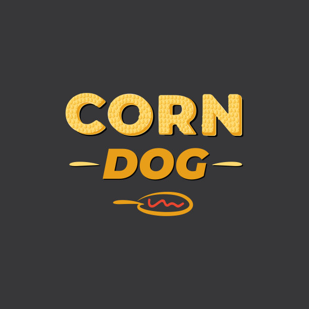 玉米狗字标签设计。矢量插图。图片下载