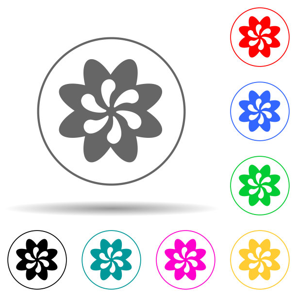 花多色风格图标。简单的字形，平面向量的花图标用户界面和用户体验，网站或移动应用程序图片下载
