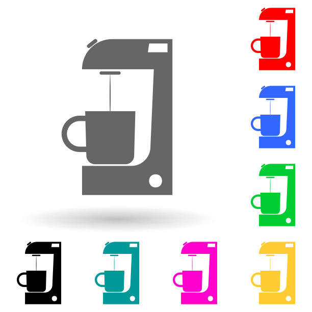 咖啡机多色风格图标。简单的字形，平面矢量的电子图标用户界面和用户体验，网站或移动应用程序图片下载