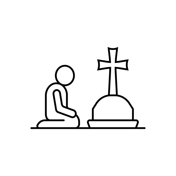 祈祷十字架图标，用于UI和UX的简单线条轮廓矢量宗教图标，网站或移动应用程序图片下载